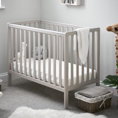 Obaby Bantam Space Saver Cot and Fibre Mattress Warm Grey