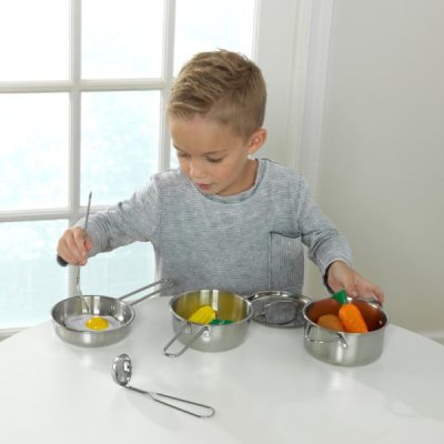 Kidkraft Deluxe Metal Cookware Set - Pots, Pans & Play Food Set2