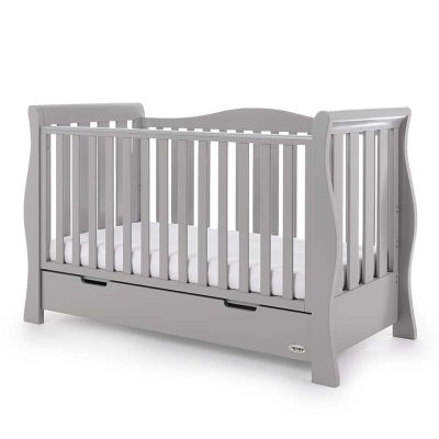 Obaby Stamford Luxe Sleigh Cot Bed - Warm Grey