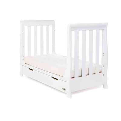 white sleigh cot bed with drawer