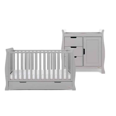 Obaby Stamford Sleigh 2 Piece Room Set - Warm Grey