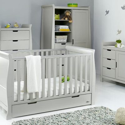 obaby stamford classic sleigh nursery room set warm grey