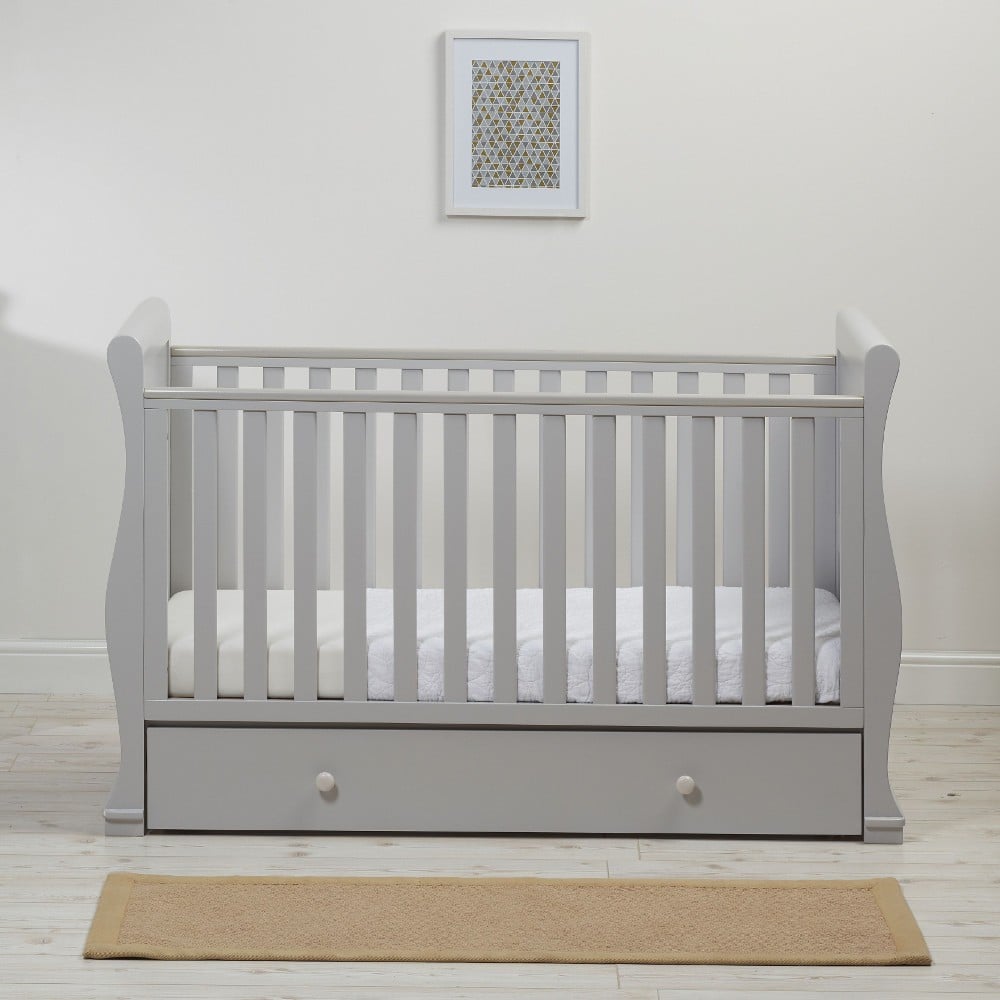 grey sleigh crib