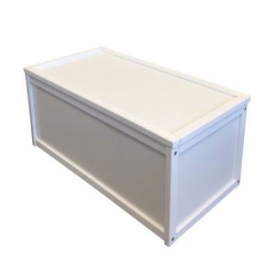 white wooden self assembly toy box