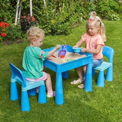 Liberty House Toys 5-in-1 Blue Activity Table and 2 Chairs Set