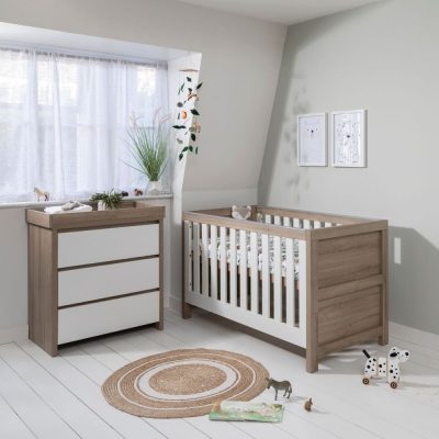 Tutti Bambini Modena 2 Piece Nursery Room Set/Mattress - White and Oak