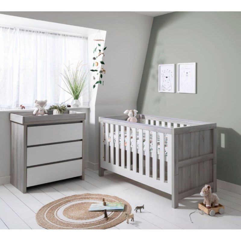 Tutti Bambini Modena 2 Piece Room Set/Mattress - Grey Ash/White