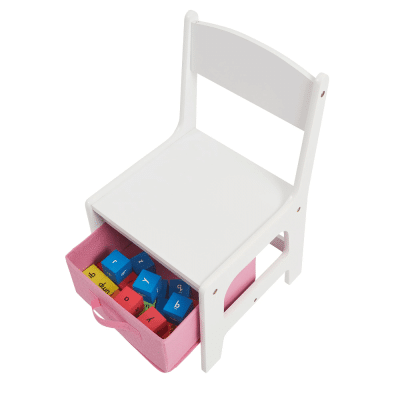 Liberty House Toys White Table and Chairs with Pink Bins