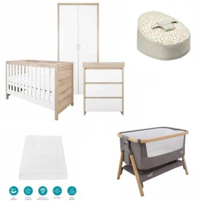 Tutti Bambini Modena 6 Piece Room Set Bundle - White/Oak