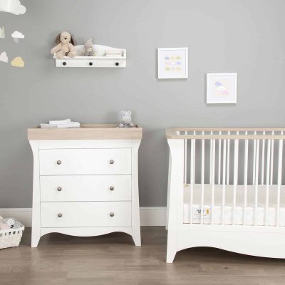 CuddleCo Clara 2 Piece Nursery Room Set - White/Ash