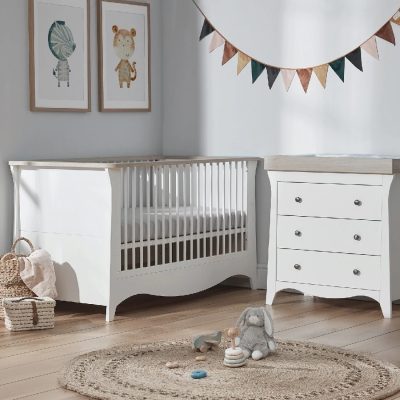 CuddleCo Clara 2 Piece Nursery Room Set - White/Ash