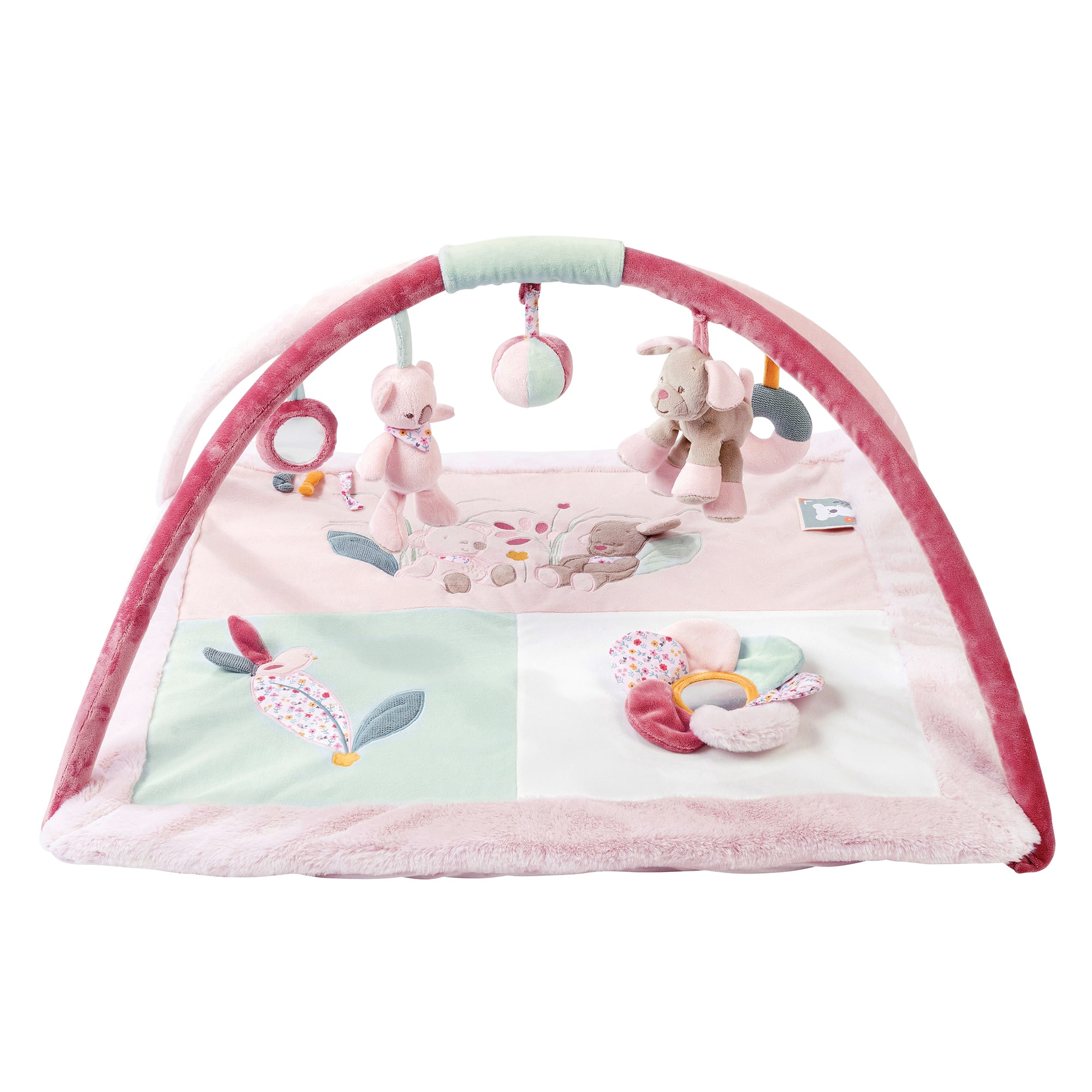 Nattou Play Frame with Cushion, Iris & Lali, 87 x 87 x 52 cm, Pink, 631266