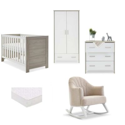 obaby nika nursery room set rocking chair bundle grey wash white