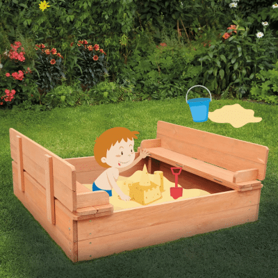 Liberty House Toys Kids Sand Pit With Seating and Cover