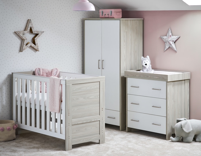 Nika 4 in 1 3 Piece Nursery Room Set/Grey Wash White + Luxury Nursery  Starter Package - Baby and Child Store