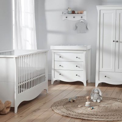 CuddleCo Clara 3 Piece Nursery Set with Mattress - White