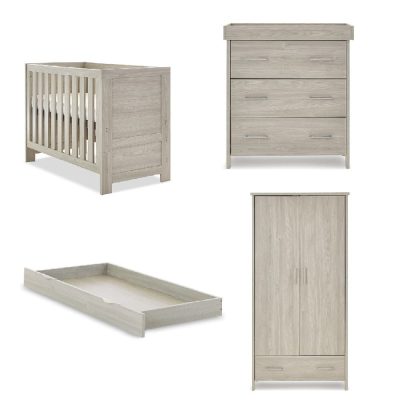 Obaby 4 in 1 Nika 4 Piece Nursery Room Set/Under Drawer - Grey Wash