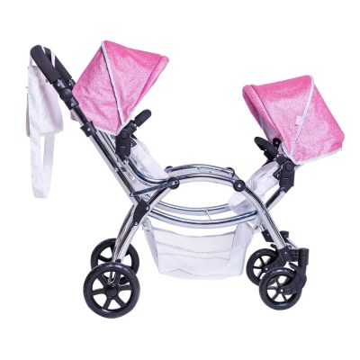 Roma Stephanie Twin Dolls Pram - Pink