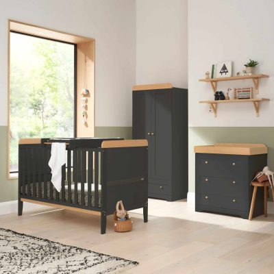 Tutti Bambini Rio 6 Piece Nursery Room Set - Slate Grey/Oak