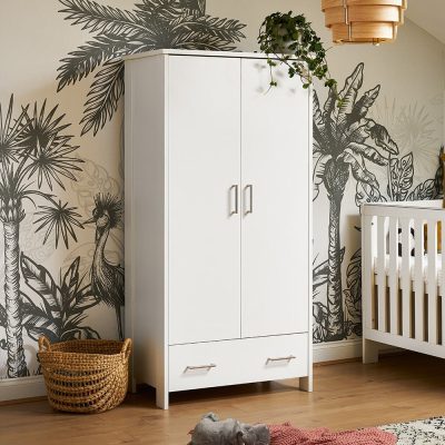 Obaby Nika Double Wardrobe White Wash