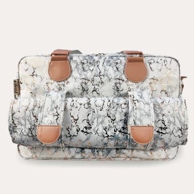 mybabiie Deluxe Changing Bag - Metallic Rose Gold Marble