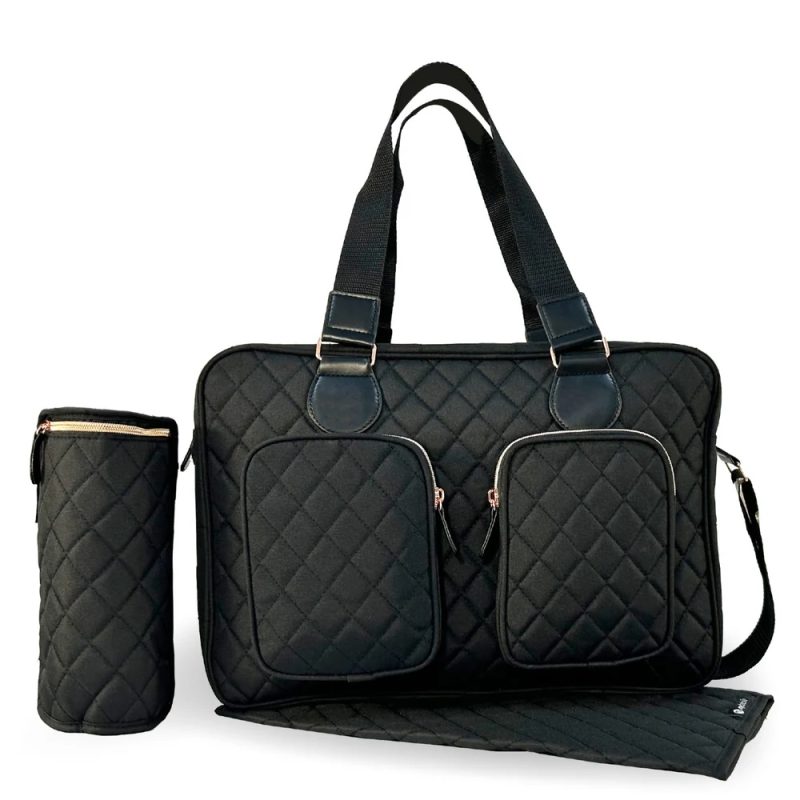 mybabiie Deluxe Changing Bag - Black Quilted