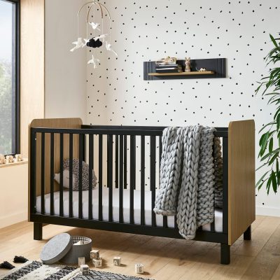 CuddleCo Rafi Cot Bed - Oak and Black