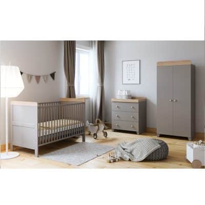 The Belstone 3 Piece Nursery Room Set Dove Grey and Oak