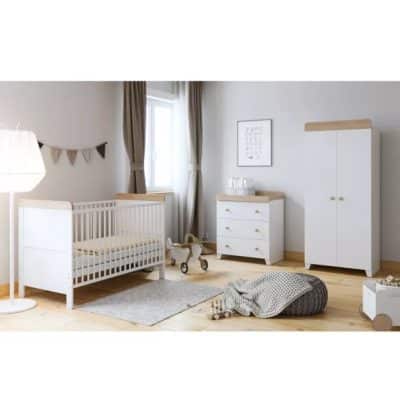 The Belstone 4 Piece Nursery Room Set White and Oak