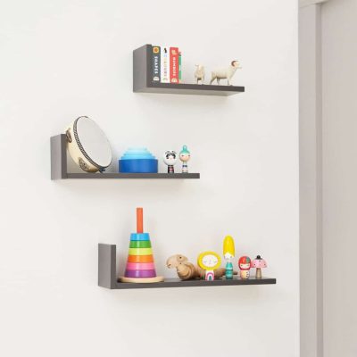 Tutti Bambini Rio Set of Three L-Shaped Wall Shelves - Slate Grey