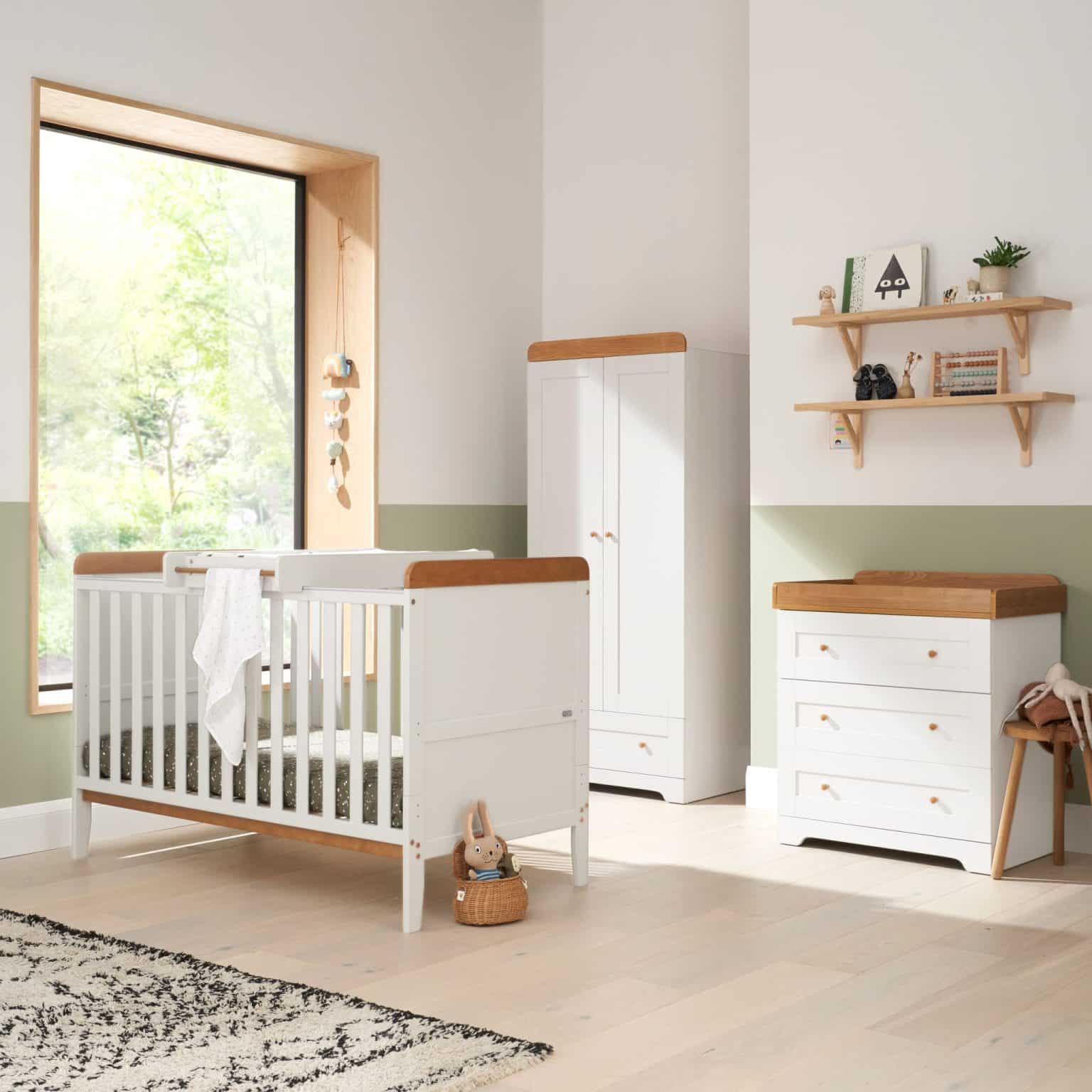 Tutti Bambini Napoli 4 Piece Nursery Room Set - White/Oak - Baby and ...