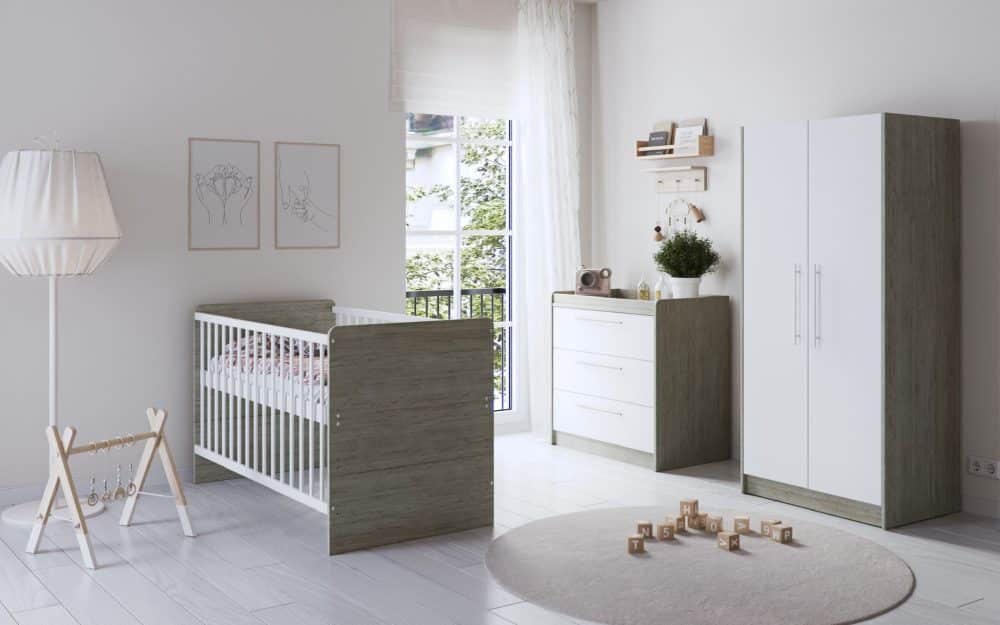 Tiverton 3 Piece Nursery Room Set - White/Grey Oak