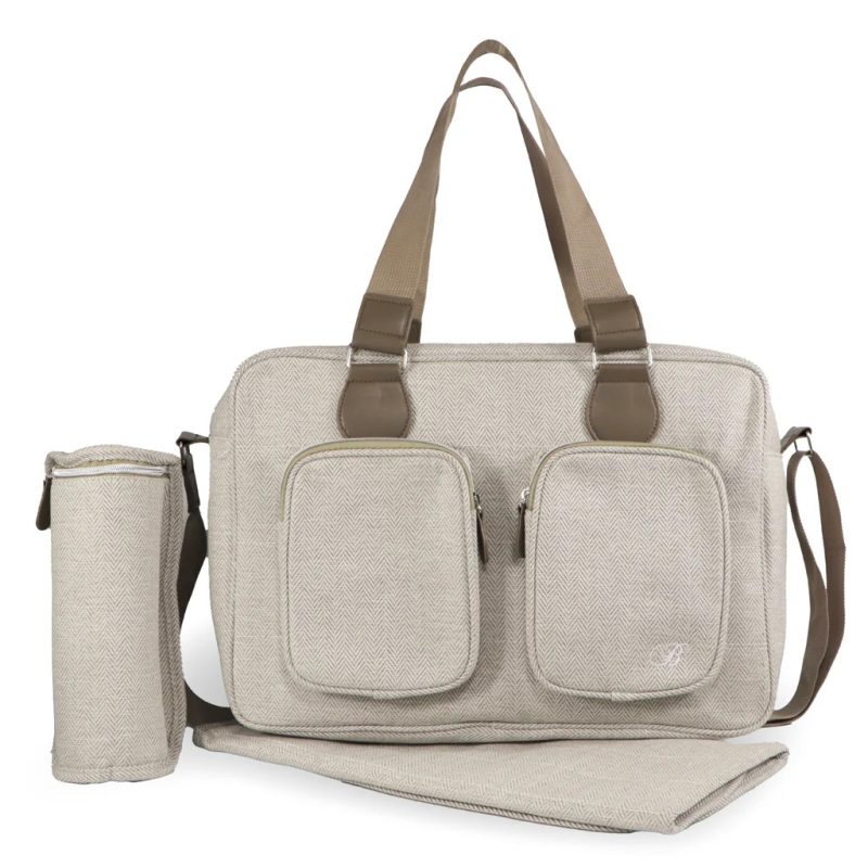 My Babiie Deluxe Changing Bag - Oatmeal Herringbone