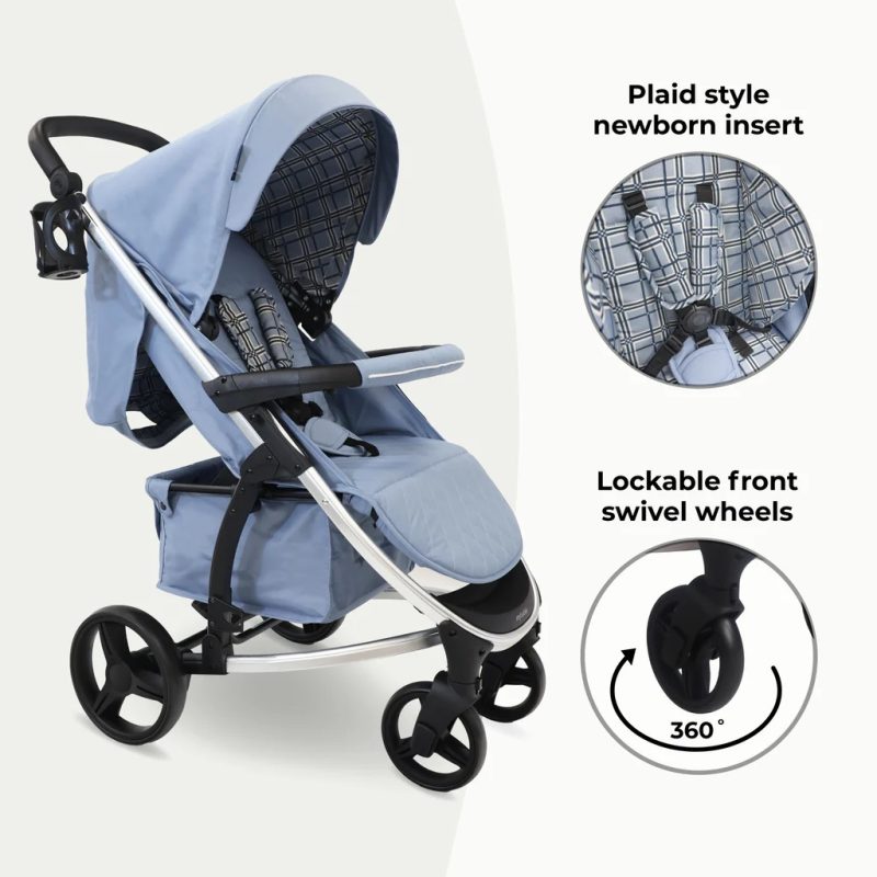 My Babiie MB200i Travel System with i-Size Car Seat - Blue Plaid