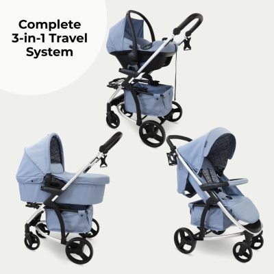 My Babiie MB200i Travel System with i-Size Car Seat - Blue Plaid