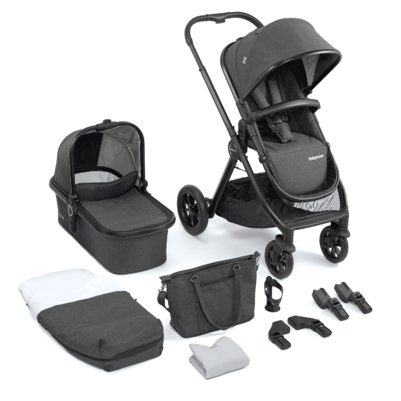 Babymore Memore V2 Pram Pushchair 11 Piece Black