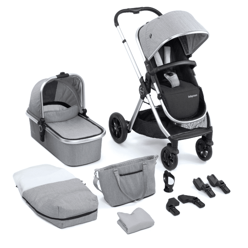 Babymore Memore V2 Pram Pushchair 11 Piece Silver Grey