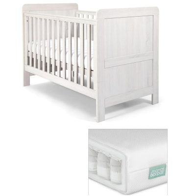 Mamas Papas Atlas Nimbus White Cotbed with Premium Pocket