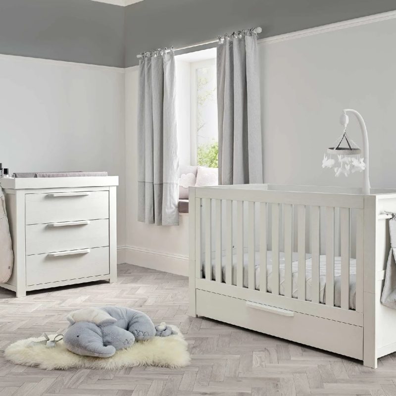 Mamas & Papas Franklin 2 Piece Cotbed Set with Dresser Changer - White Wash