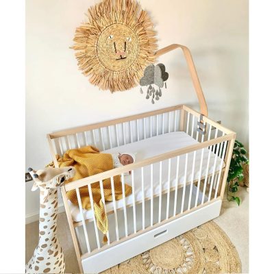 Mokee Mini Cot Bed - White/ Beech