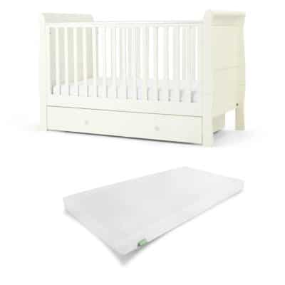 Mamas & Papas Mia White Cotbed with Premium Pocket Spring Mattress