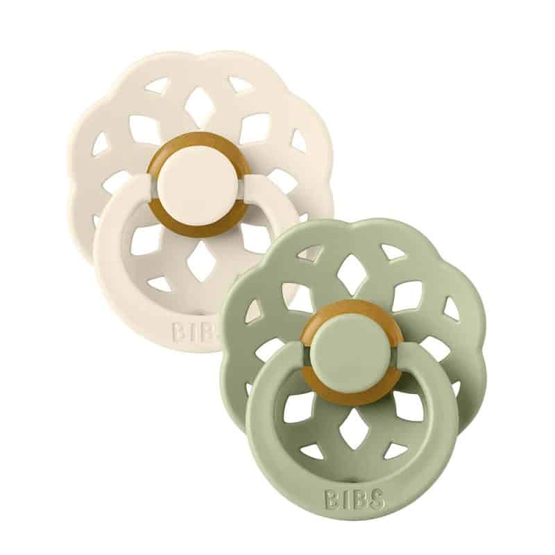 BIBS Pacifier Boheme 2 Pack Latex Size 1 - Ivory/Sage