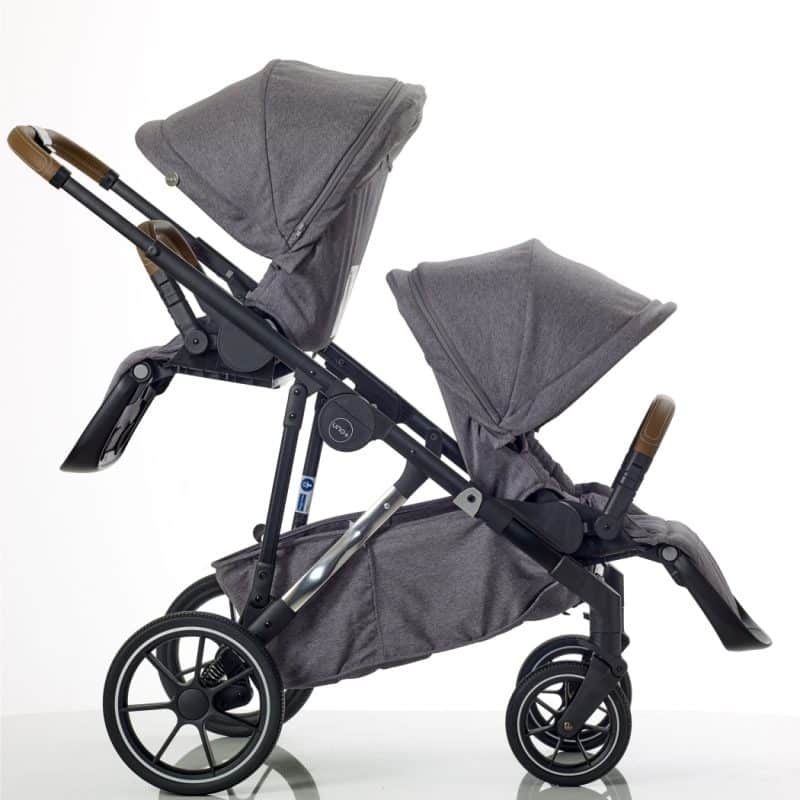 Mee-Go UNO+ Twin Tandem Bundle Grey/Chrome