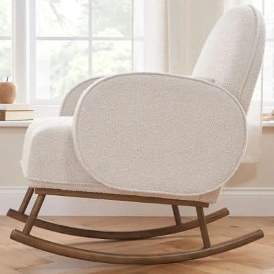 Tutti Bambini Micah Boucle Rocking Chair and Footstool - Fresh Cream