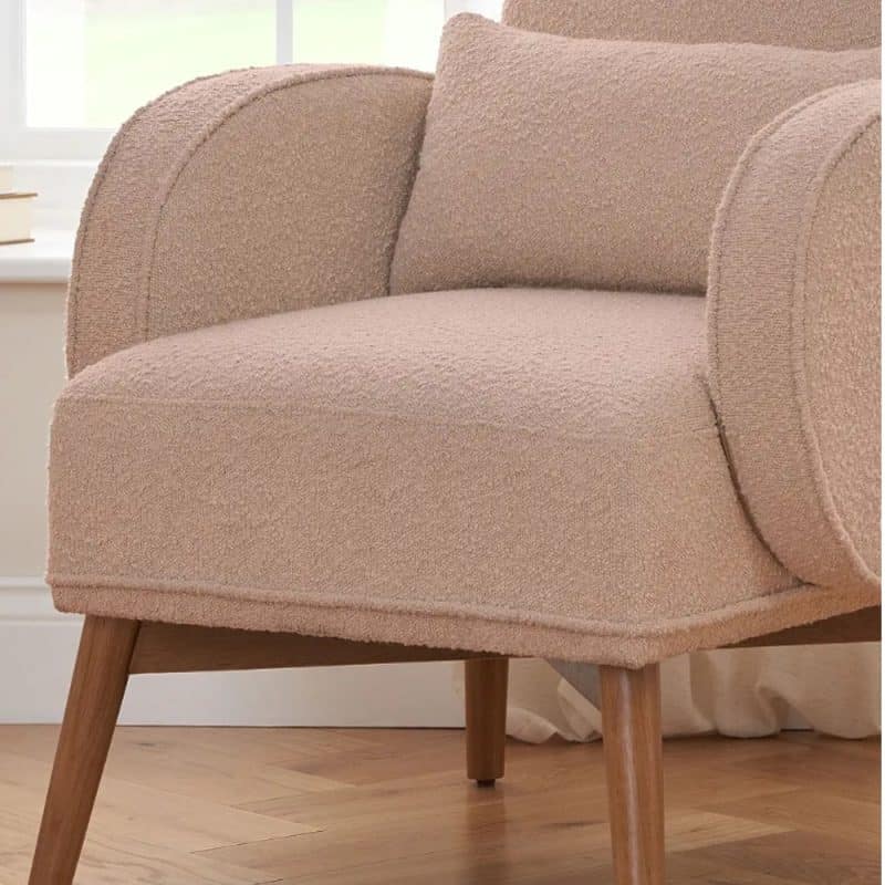 Tutti Bambini Micah Boucle Rocking Chair and Footstool - Blush