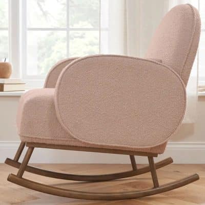 Tutti Bambini Micah Boucle Rocking Chair and Footstool - Blush