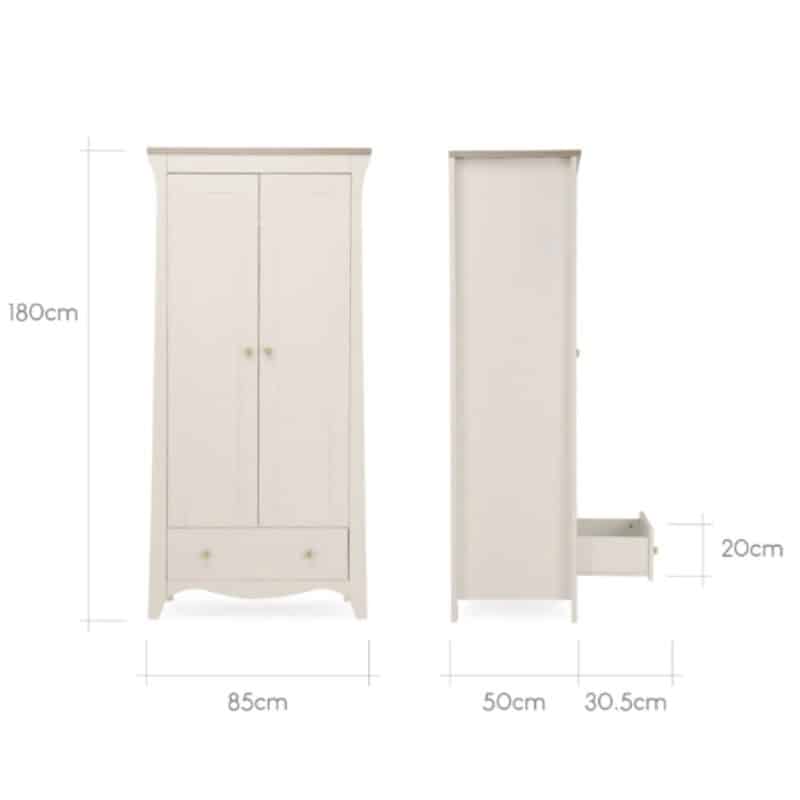 CuddleCo Clara 2 Door Nursery Wardrobe - Cashmere & Ash