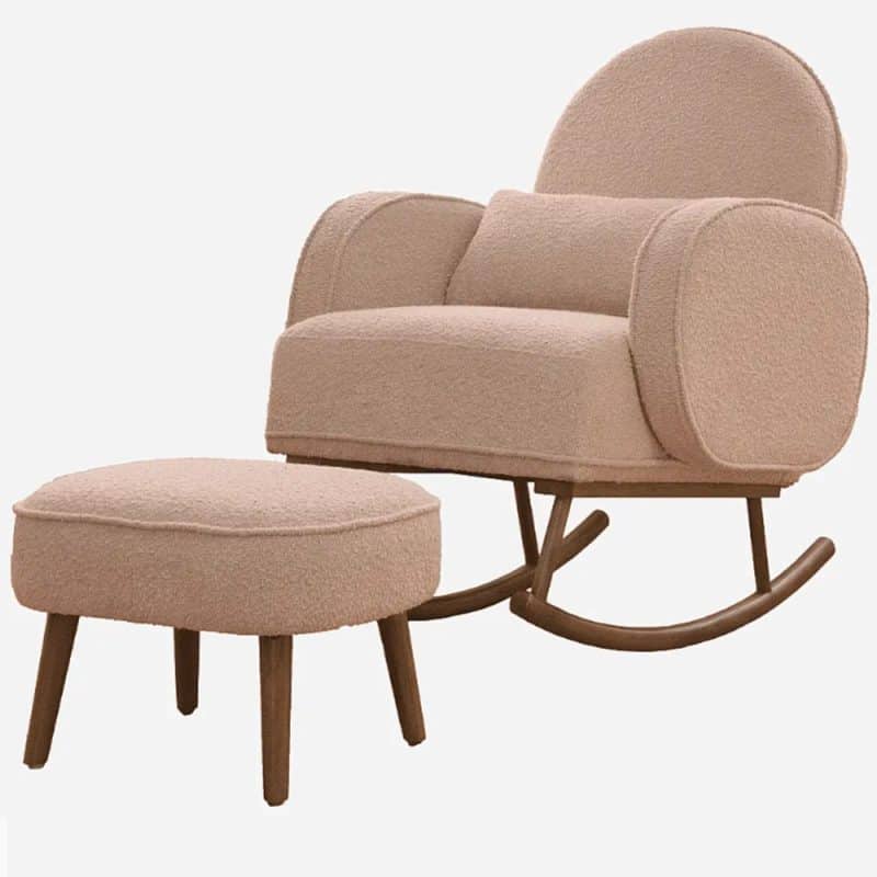 Tutti Bambini Micah Boucle Rocking Chair and Footstool - Blush