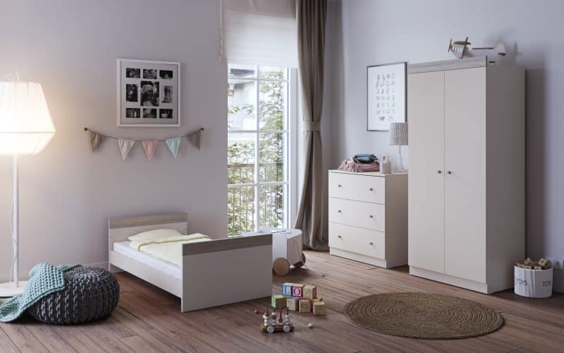 Burlington Cashmere Grey-Ash Room Set Toddler-Bed Mode