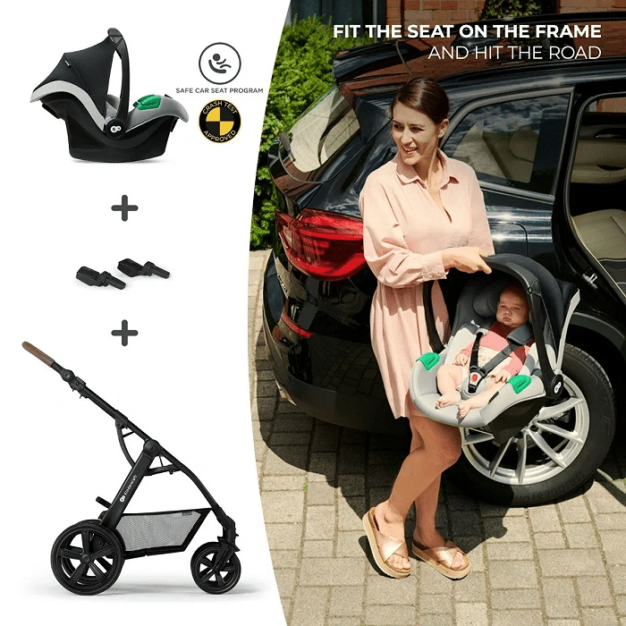 Kinderkraft MOOV 3-IN-1 Travel System Pushchair And Car Seat - Black For  Newborn Up To